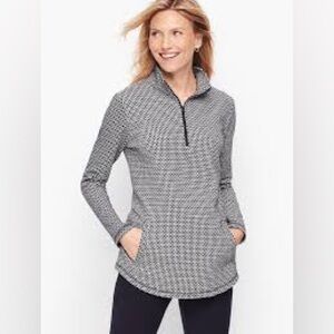 T by Talbots navy blue Geo Print Half Pullover, size XL petite.